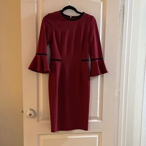 Calvin Klein Burgundy Long Sleeve Dress